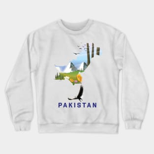 Pakistan map travel poster Crewneck Sweatshirt